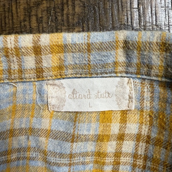 Altar'd State Yellow and Gray Plaid Button Down Shirt - Picture 3 of 7